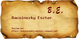 Bacsinszky Eszter névjegykártya